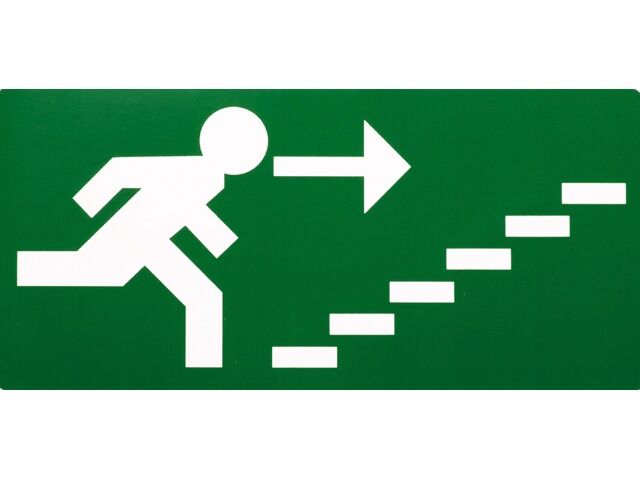 Vluchtweg trap op rechts, sticker Vluchtweg trap op rechts, sticker