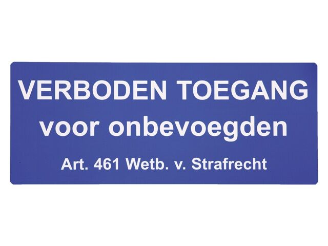 Verboden toegang wetboek strafrecht, sticker