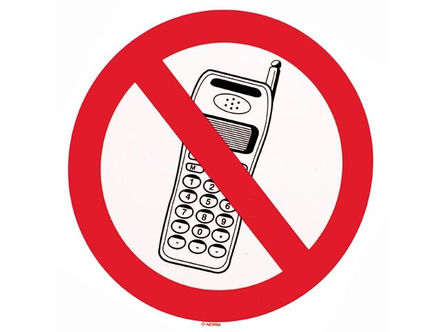 Telefoneren verboden, sticker