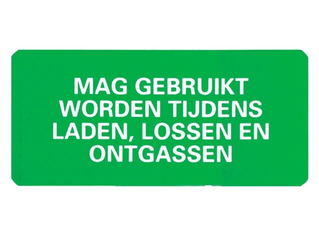 Wel tijdens lossen, sticker