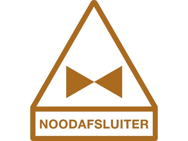 Noodafsluiter, sticker