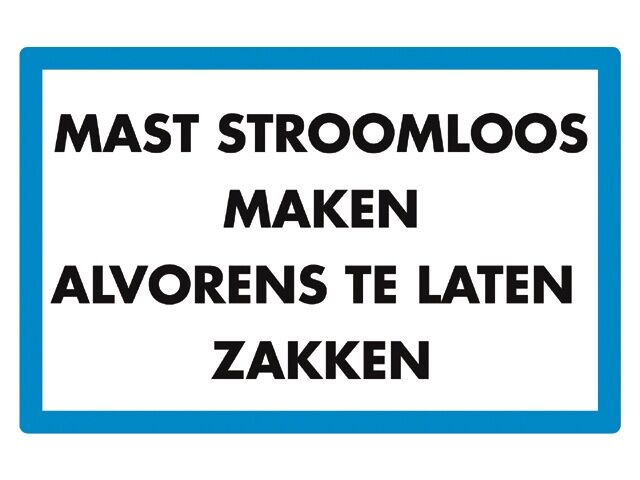 Mast stroomloos maken, sticker