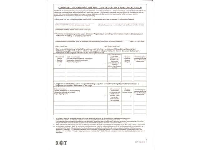 ADN Controlelijst ADN Controlelijst
